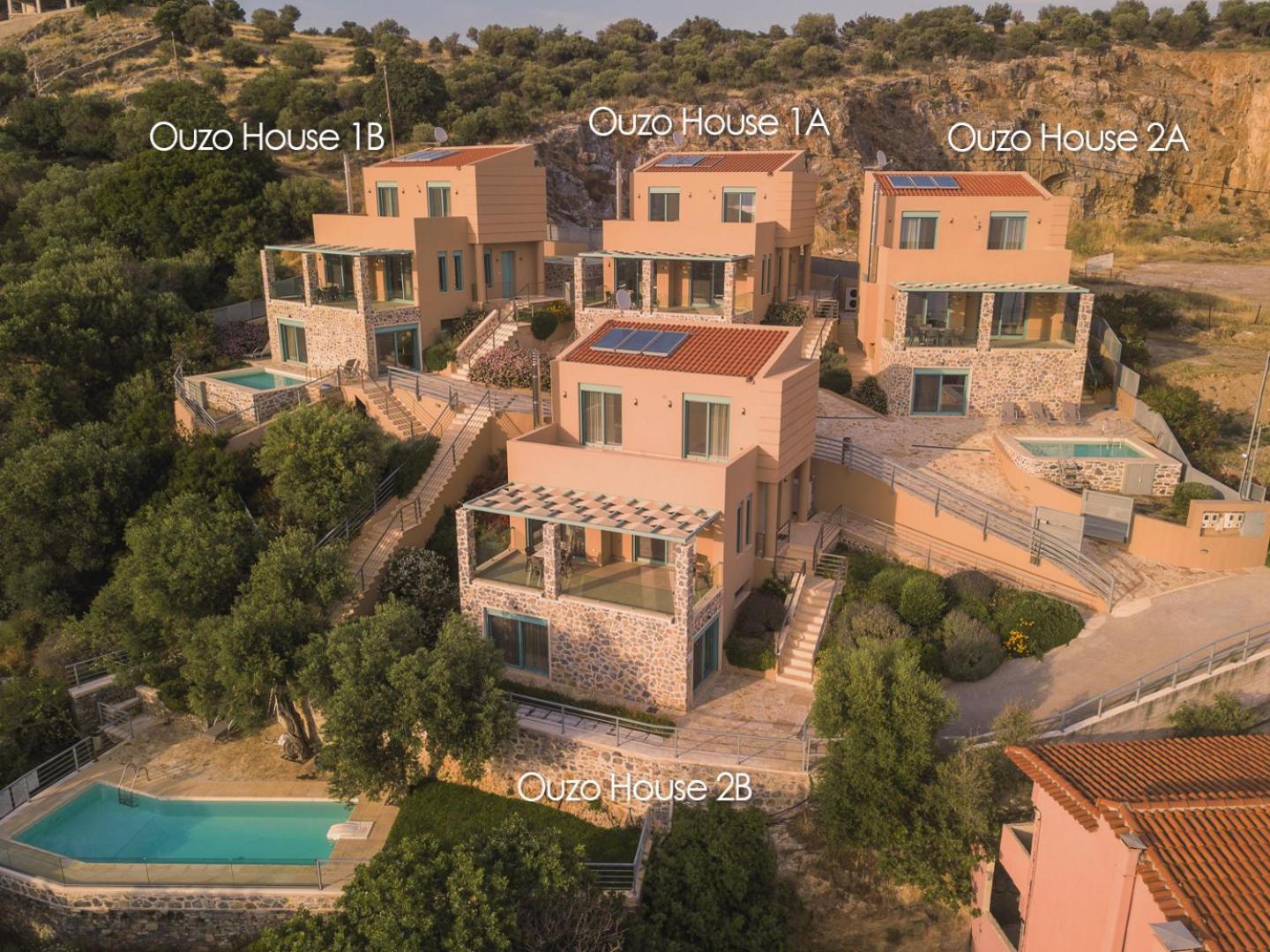 Ouzo Panoramic Houses 1, With Private Pool Пломарион Экстерьер фото